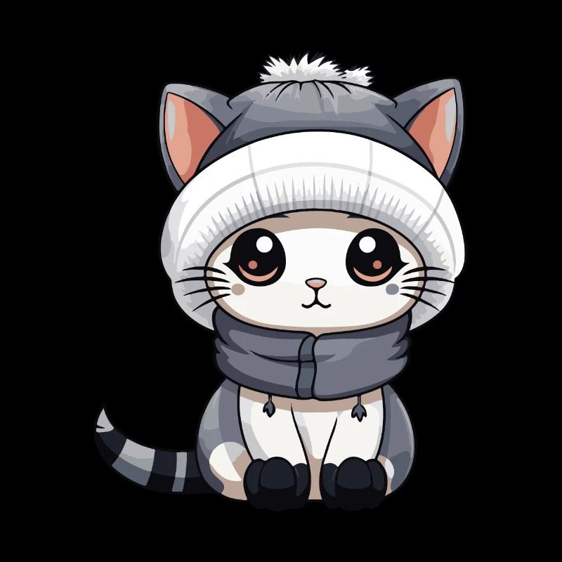 Cat Winter Comic Cute
