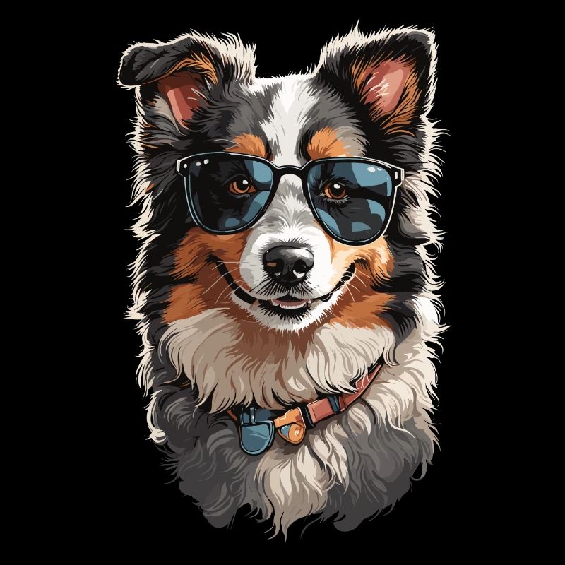 Cool Collie with Sunglasses - Dog Aesthetics