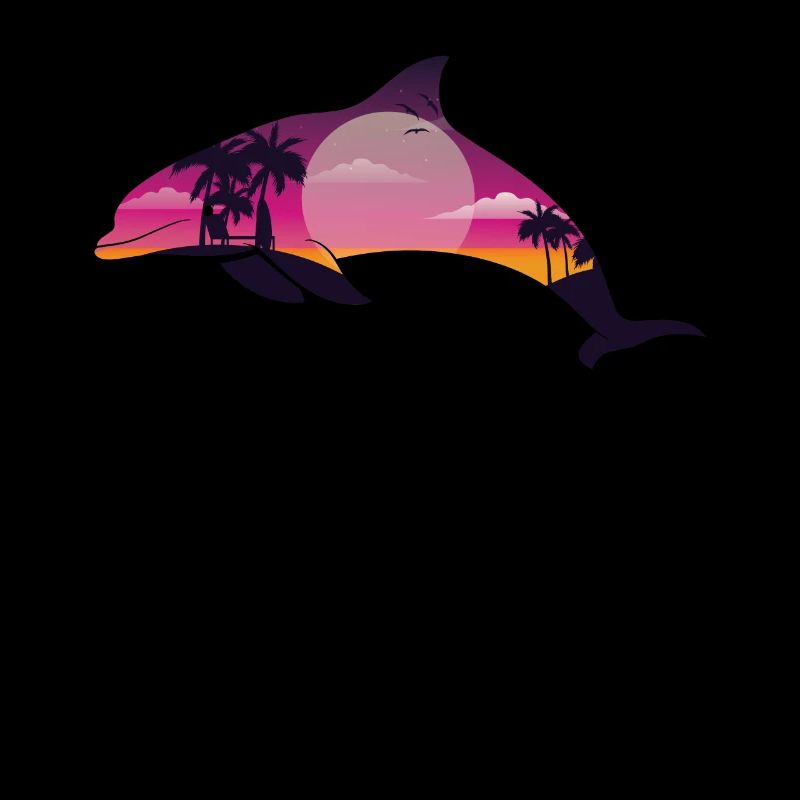 Dolphin Palm Tree Sunset