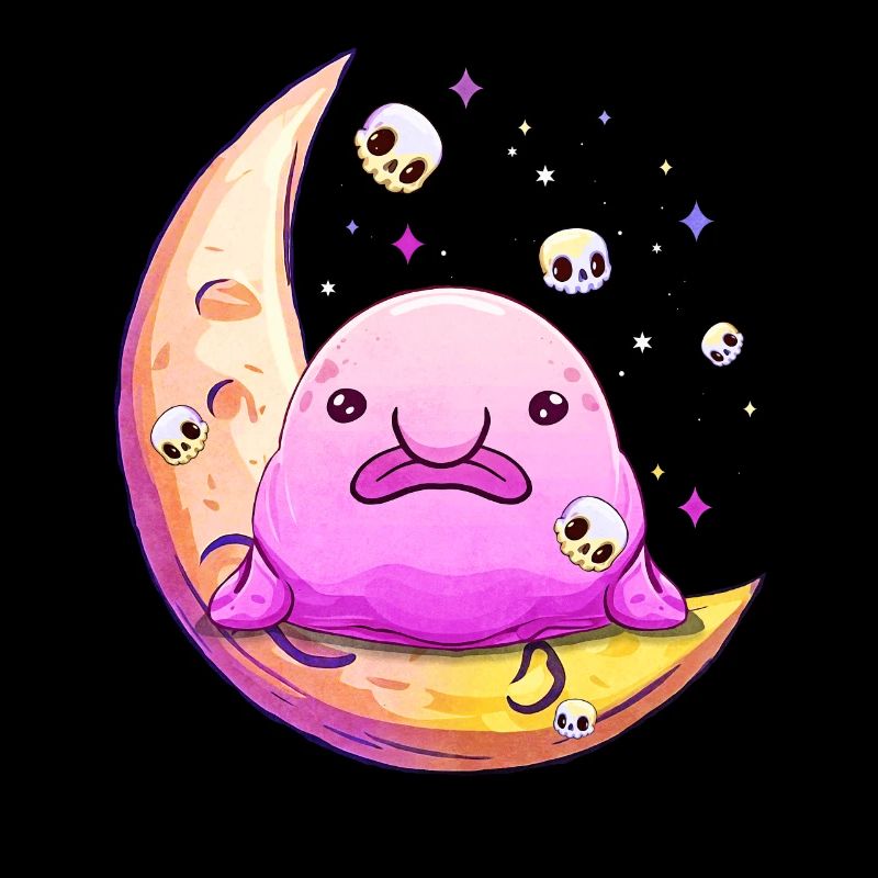 Kawaii Pastel Goth Sad Blobfish Crescent Moon Sha