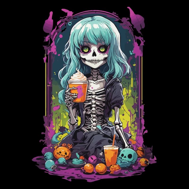 Gothic Pumpkin Spice latte Skelett eGirl Design