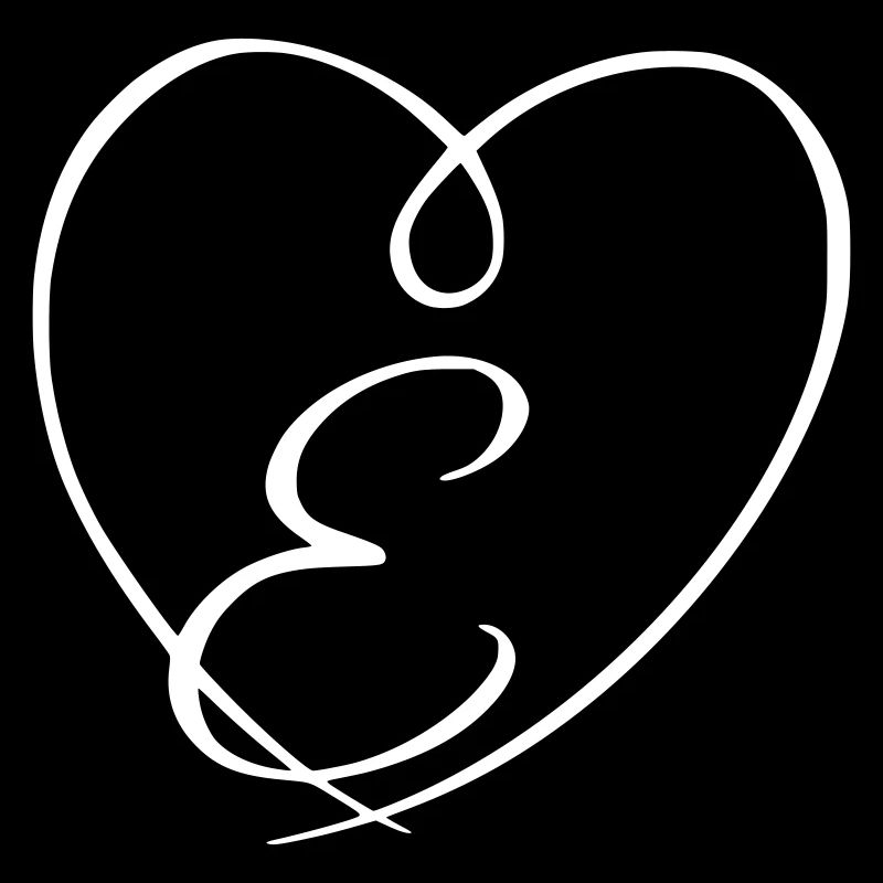 Letter E Calligraphy Heart