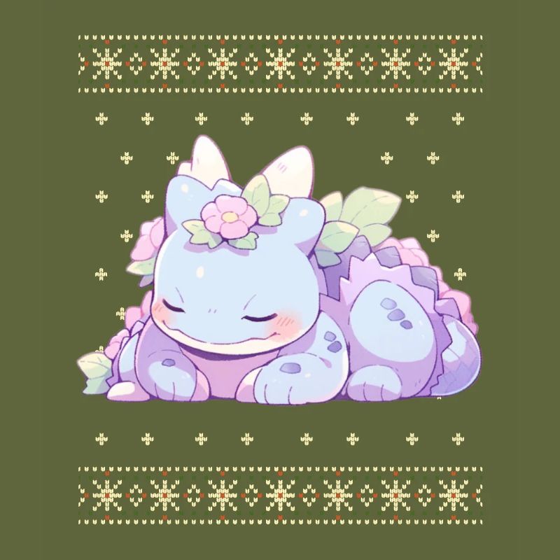 Dragon kawaii dans le style pull de Noël moche