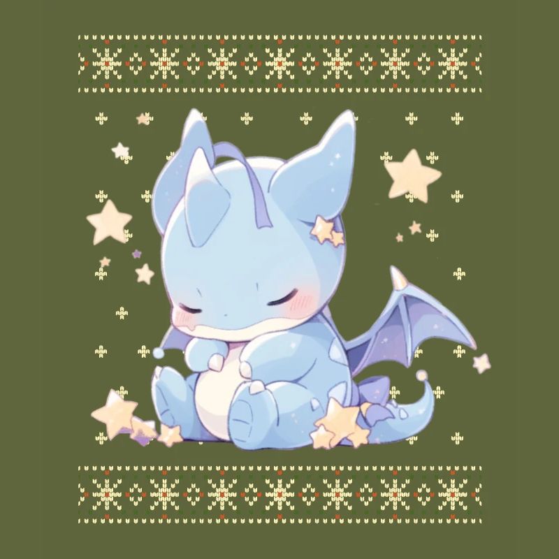 Dragon kawaii dans le style pull de Noël moche