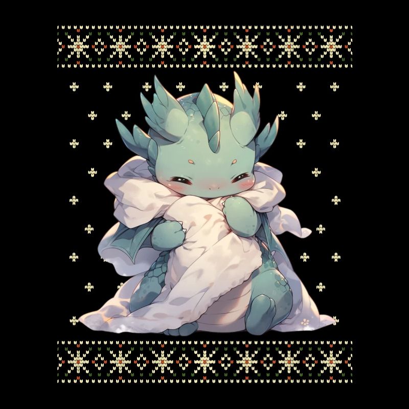 Dragon kawaii dans le style pull de Noël moche