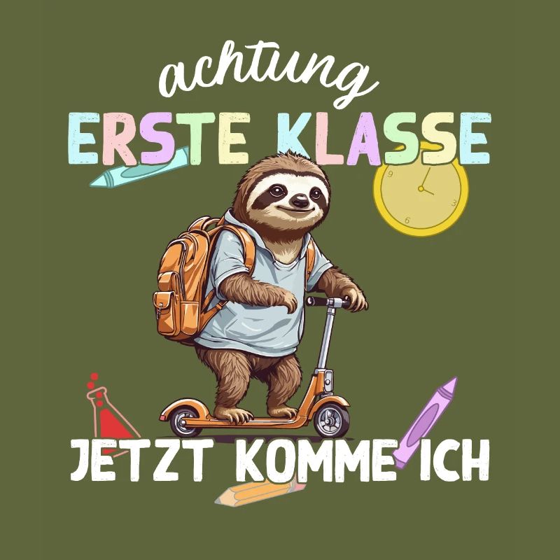 Faultier Erste Klasse Einschulung Roller Design