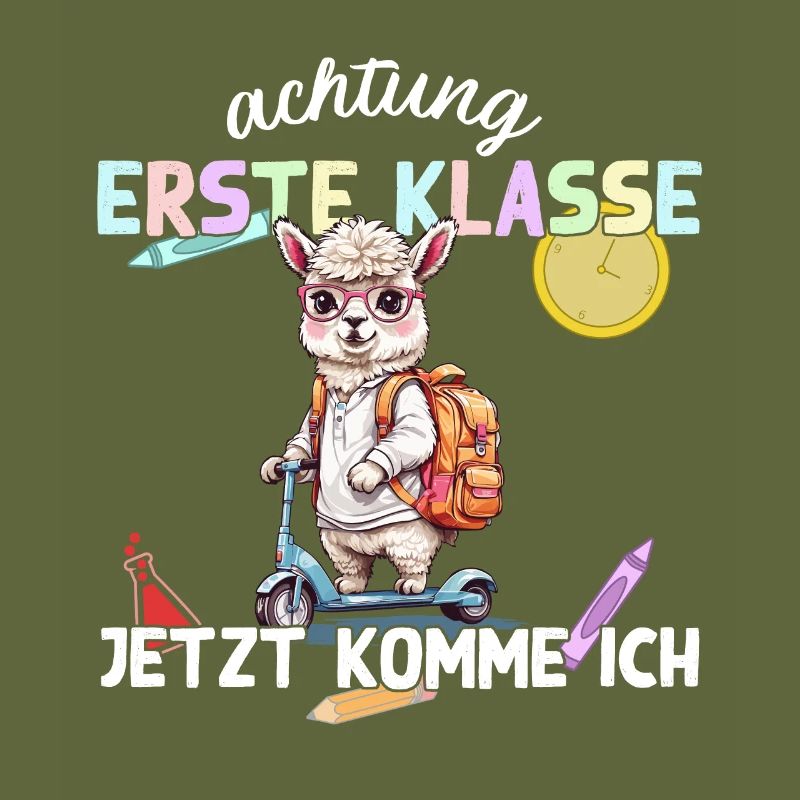 Alpaka Schulkind Roller Erste Klasse Einschulung