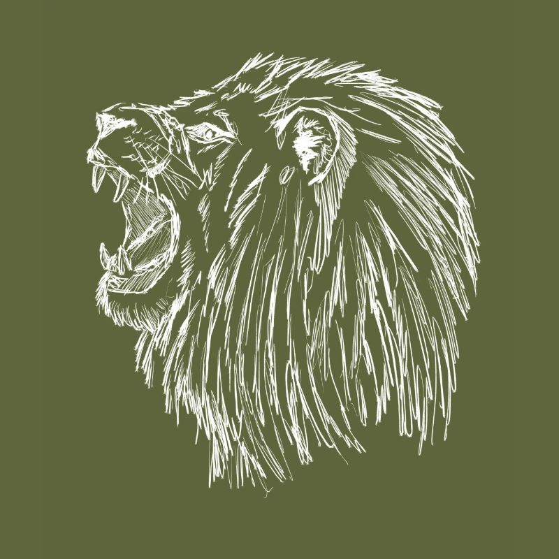 roaring lion - white