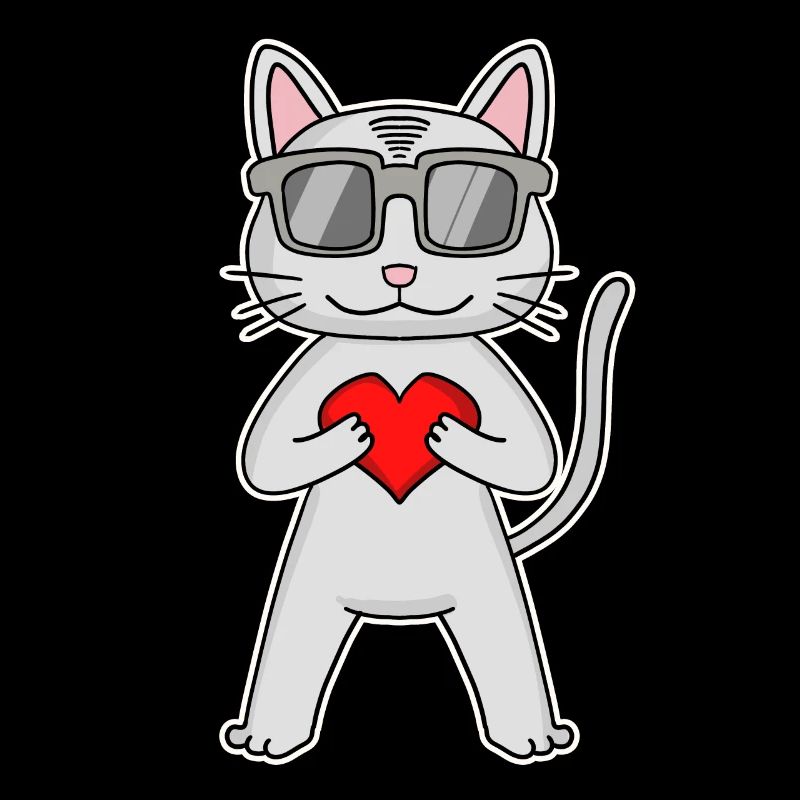 Chat avec coeur et lunettes - Devon Rex