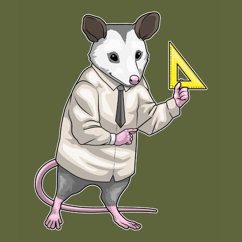 Opossum Teacher Triangle Ruler Math