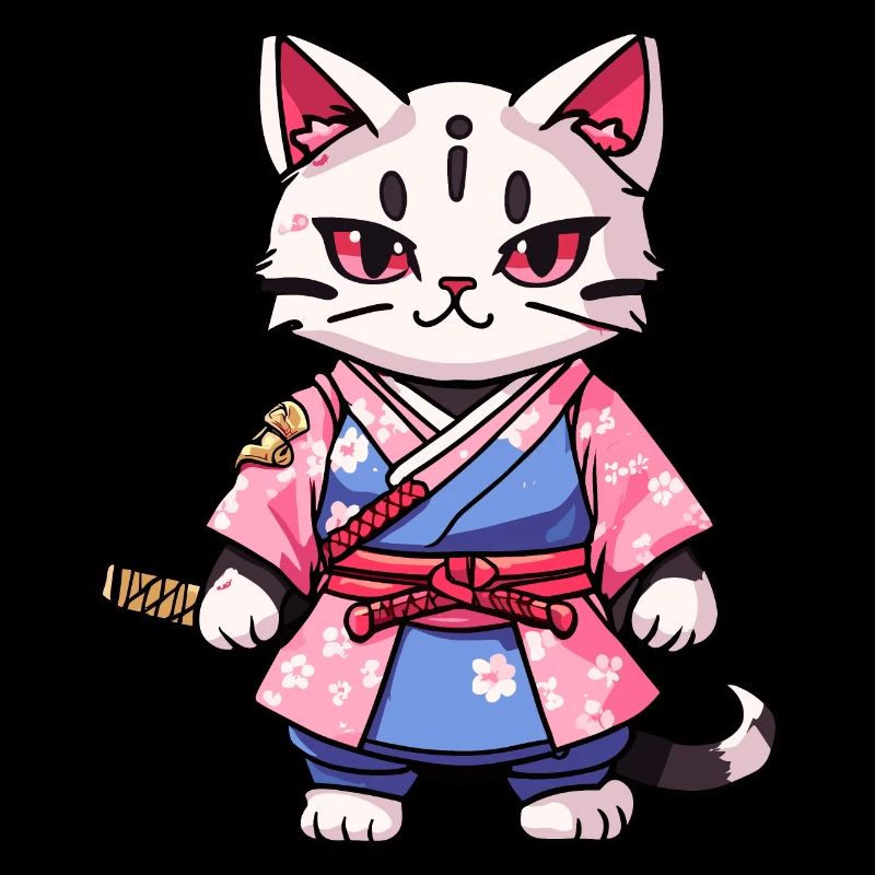 Samurai Cat & Cherry Blossoms #14