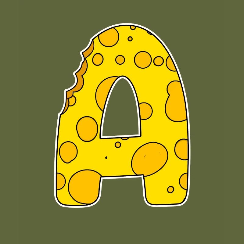 Letter A - Initial Letter A - Cheese Motif