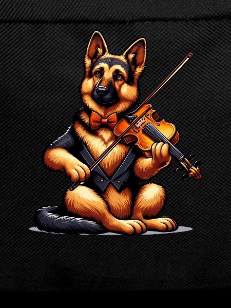 German Shepherd playing violin