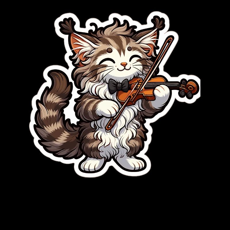 Cute Maine-Coon playing Violin