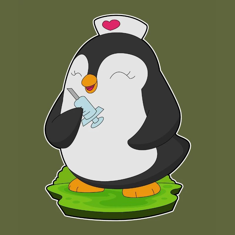 Pinguin Krankenschwester Spritze
