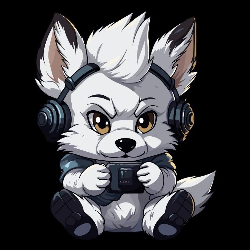 Cute Wolf Player Gaming Wolf Lover