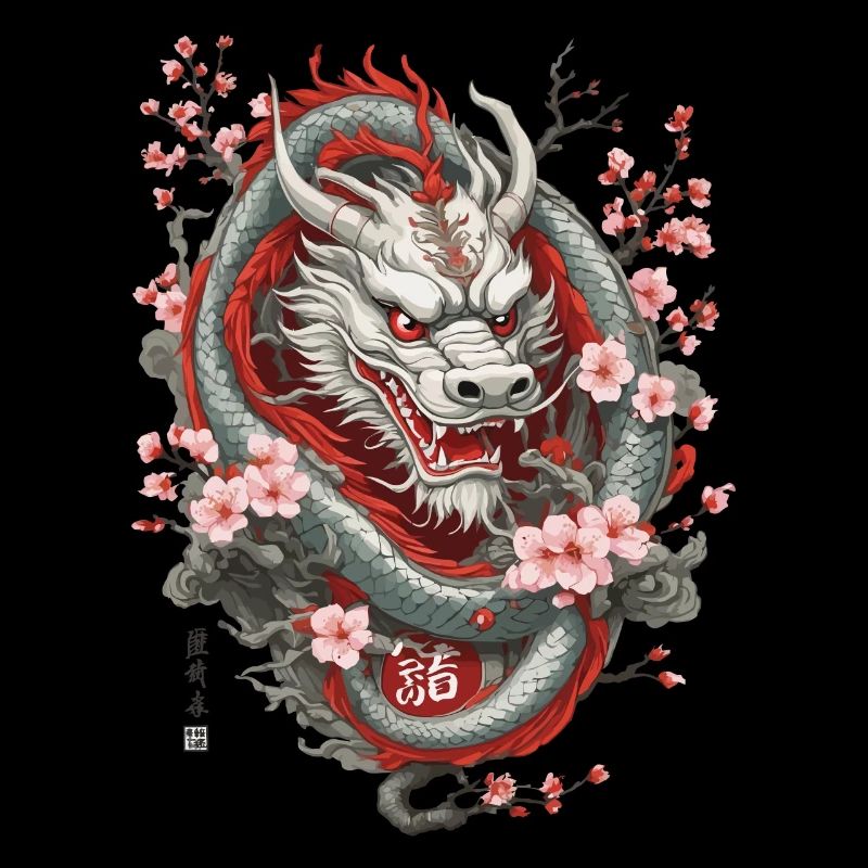 Conception esthétique de fleur de cerisier de Dragon japonais