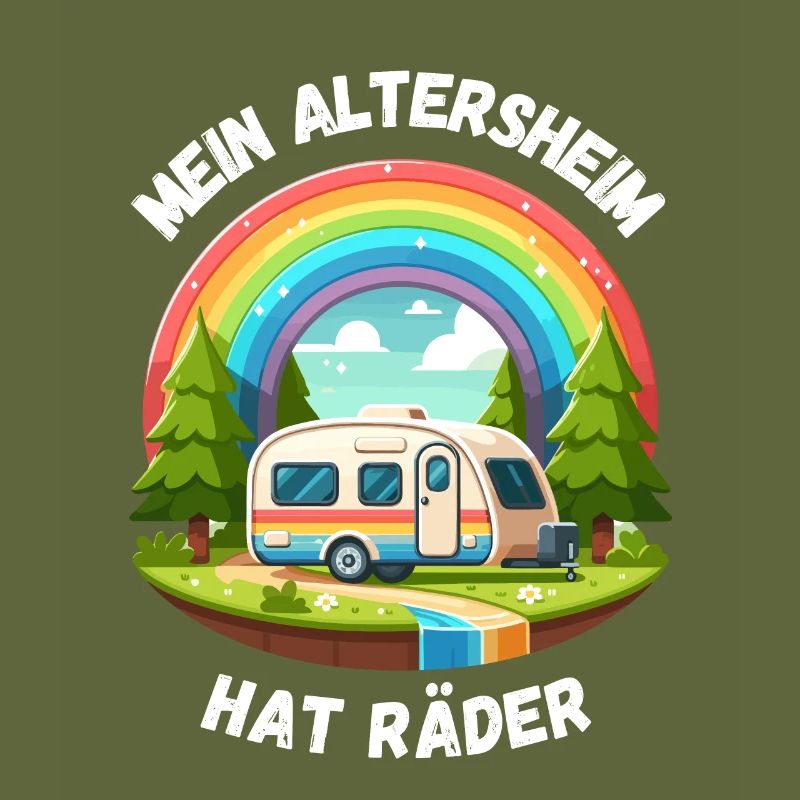 Rente Ruhestand Camping Caravan Regenbogen Rentner