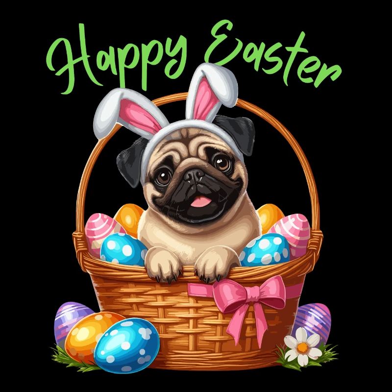 Pug Dog Easter Easter Bunny Happy Easter Cute