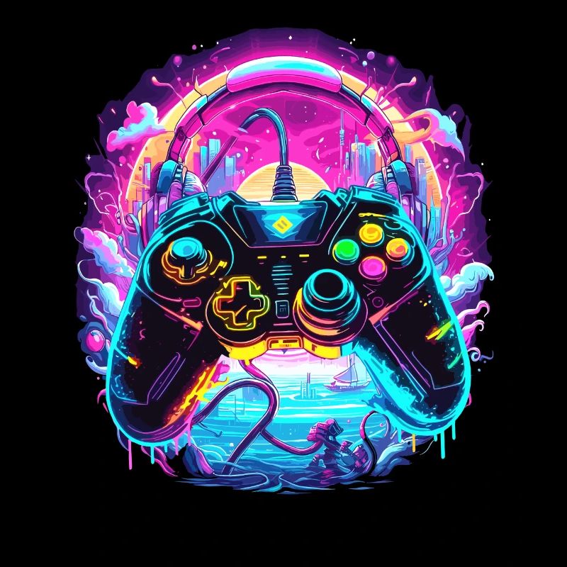 Synthwave Gamer Controller Fantasy Retro Gaming