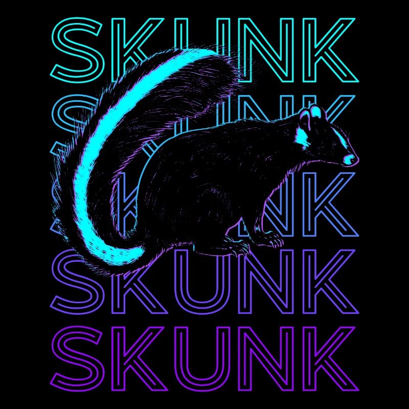 Skunk Raccoon Retro