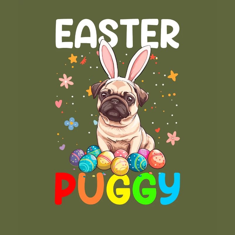 Pug easter eggs Hunting easter day