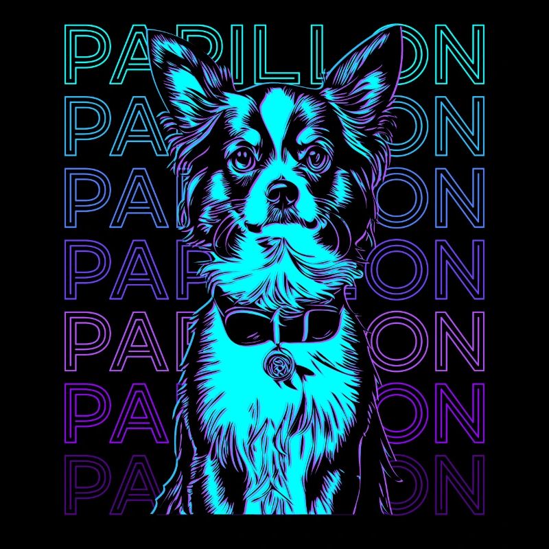 Papillon Dog Retro