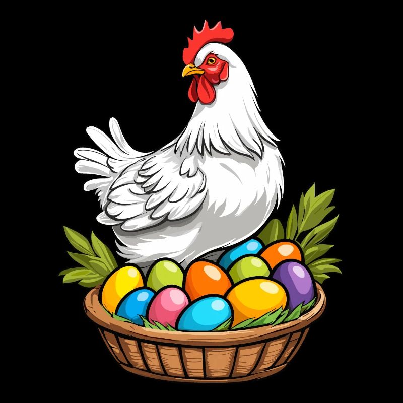 Easter Chicken Colorful Cute Funny Easter Eggs Nest