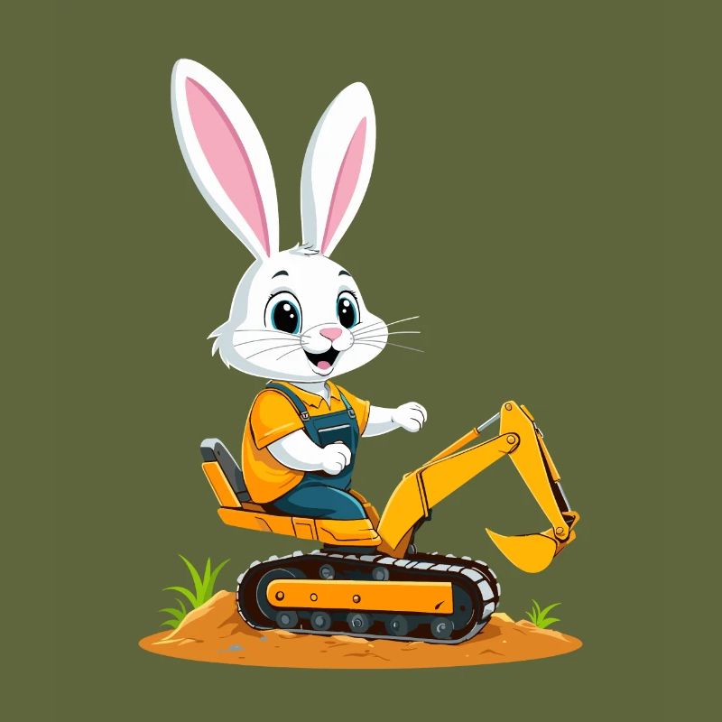 Easter Bunny Excavator Driver Funny Easter Eggs Digging