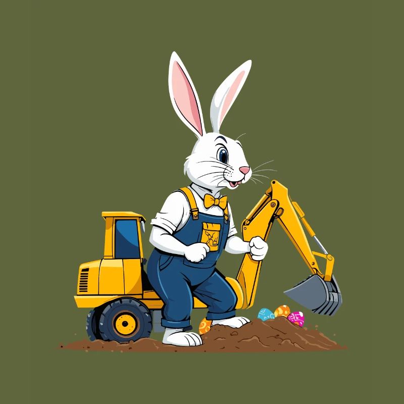 Easter Bunny Excavator Driver Easter Eggs Digging Funny