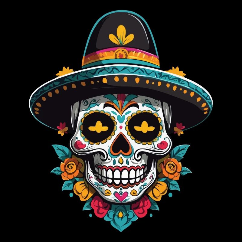 Iconic Sugar Skull Mexican Holiday