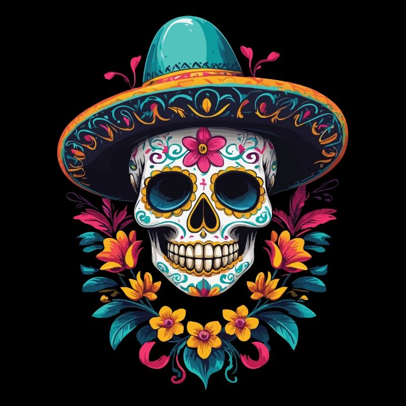 Iconic Sugar Skull Mexican Holiday