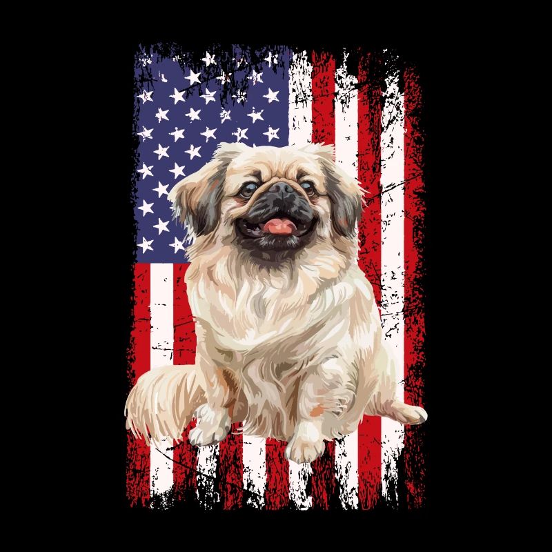 Pekingese American flag