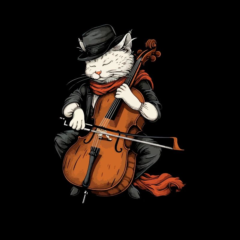 Chat jouant du violoncelle