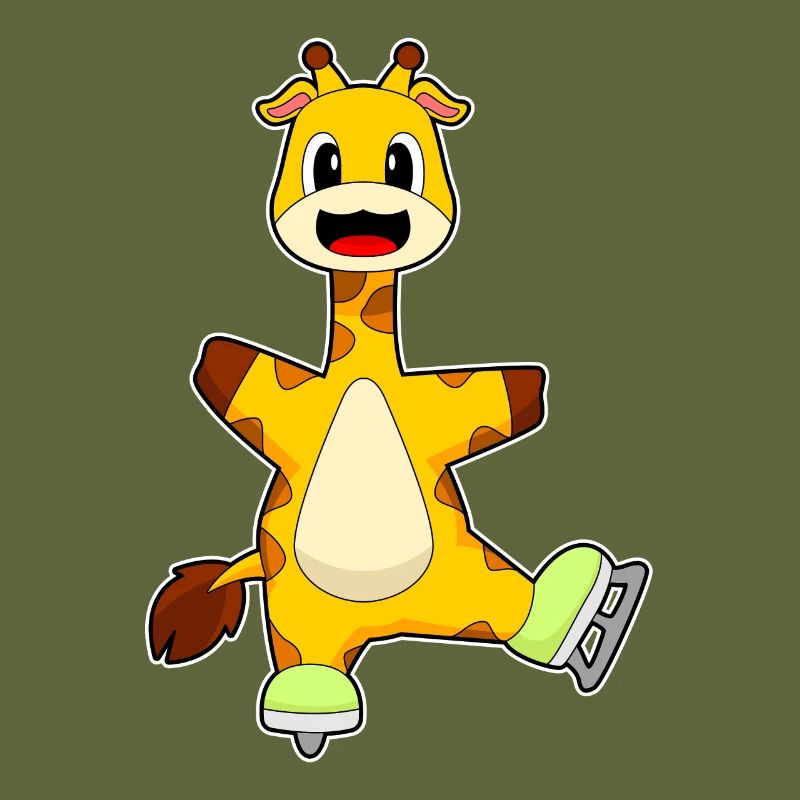 Giraffe Eislaufen Schlittschuhe