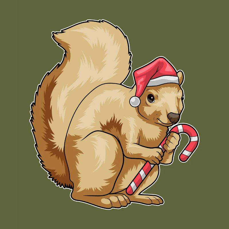Squirrel Christmas candy cane
