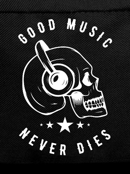 Skull with Headphones Music Never Dies