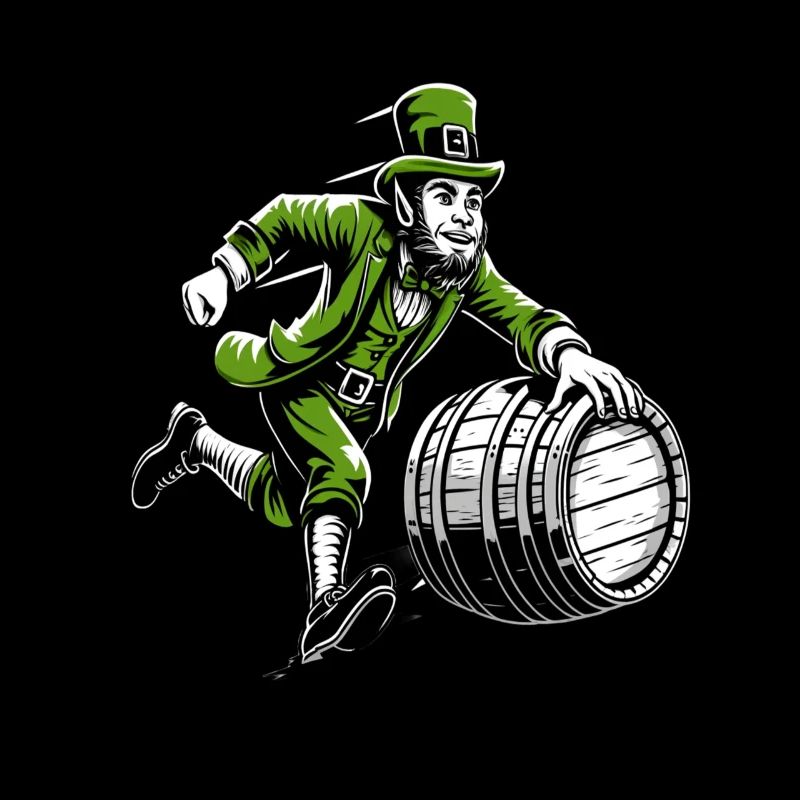 Barrel Pushing Leprechaun (Irish Leprechaun)