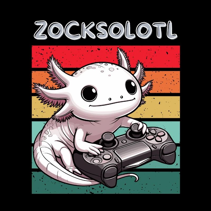 Gamer Axolotl Nerd Retro Computer Videogame Funny