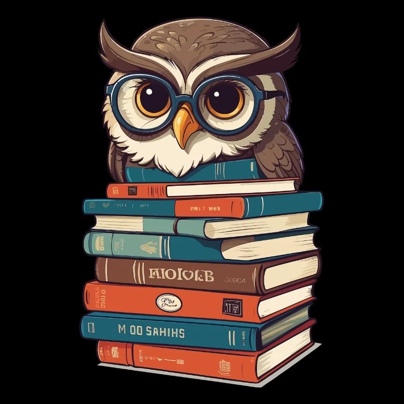 Owls Lover Cute Book Illustration