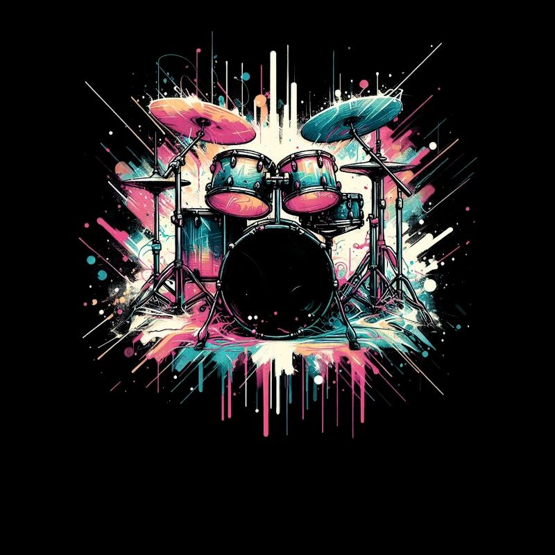 Buntes Abstraktes Drum Set Drummer Drumming