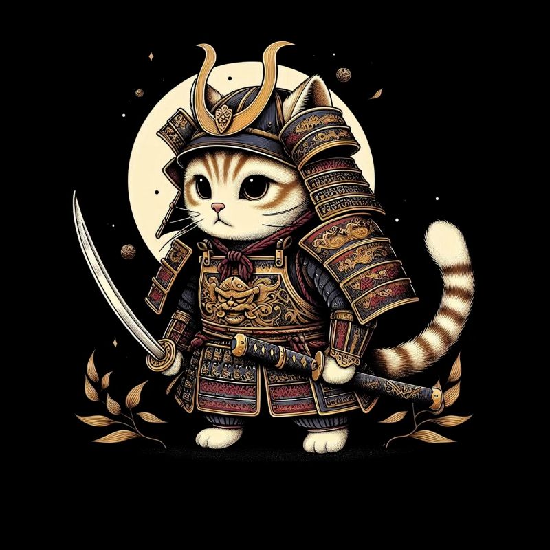 Japonais Samouraï Cat Warrior Retro Ninja