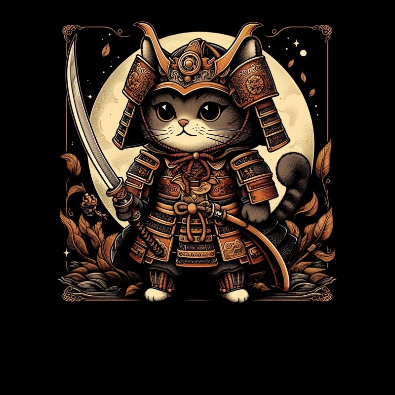 Japonais Samouraï Cat Warrior Retro Ninja