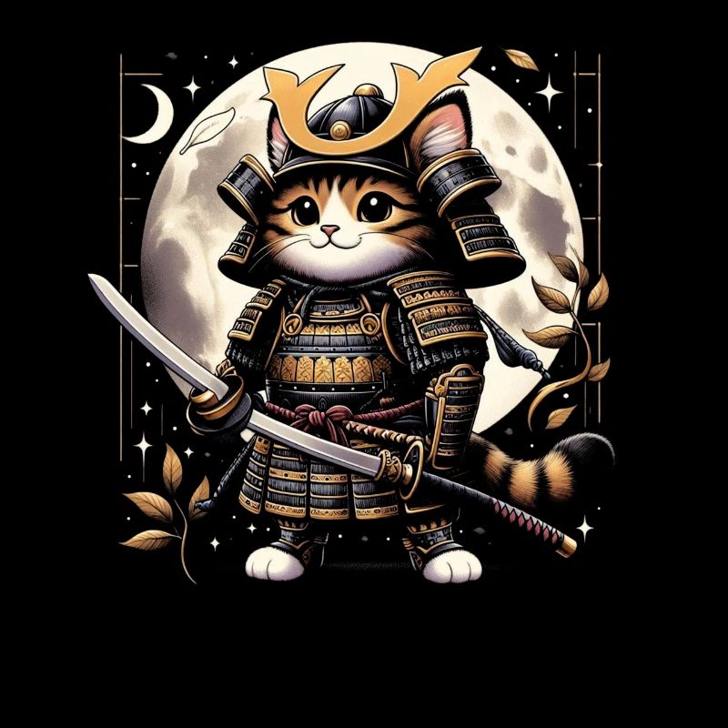 Japonais Samouraï Cat Warrior Retro Ninja