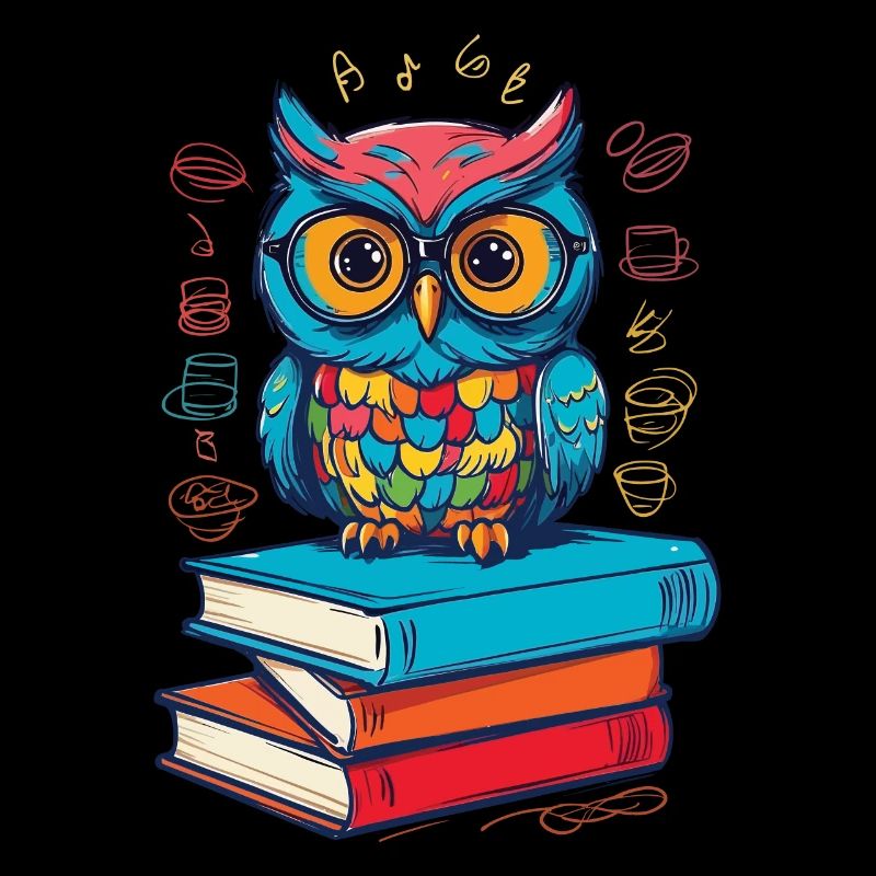 Bücher Eule Süße Buch Illustration Lesender Kauz
