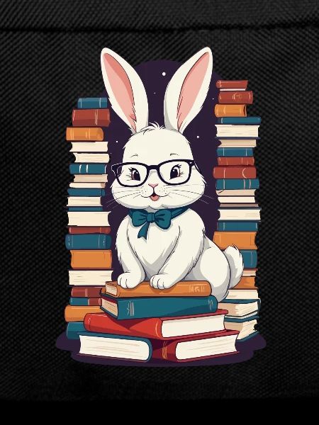 Reading bunny Enthusiastic book lover