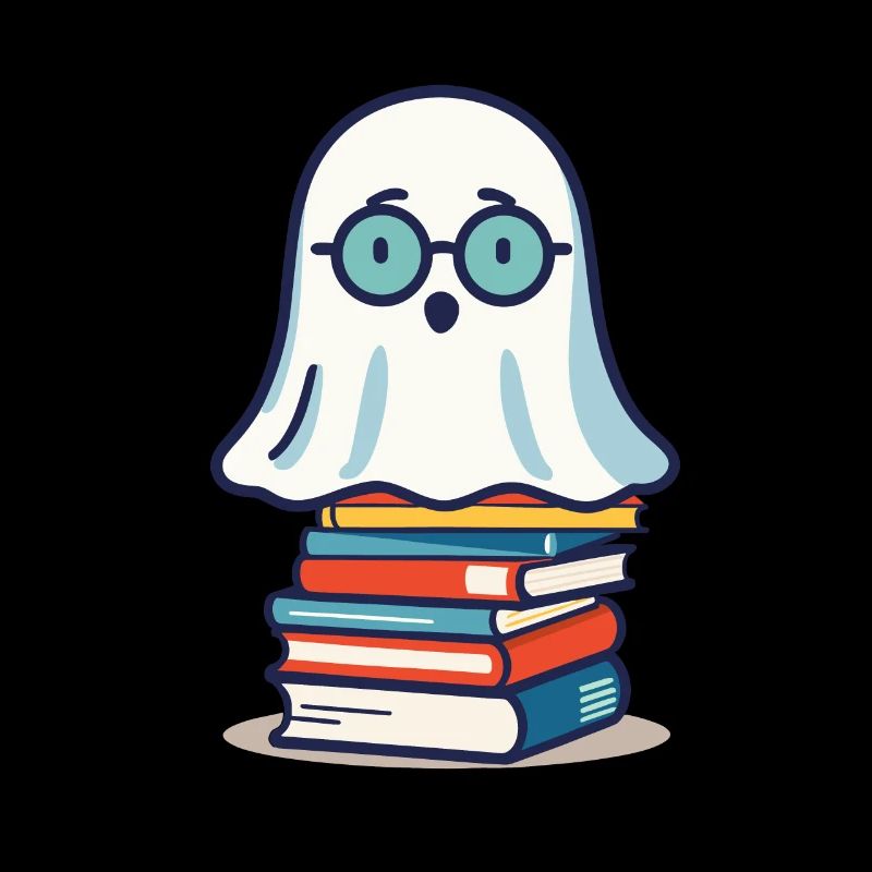 Reading Halloween Ghost Cute Bookworm