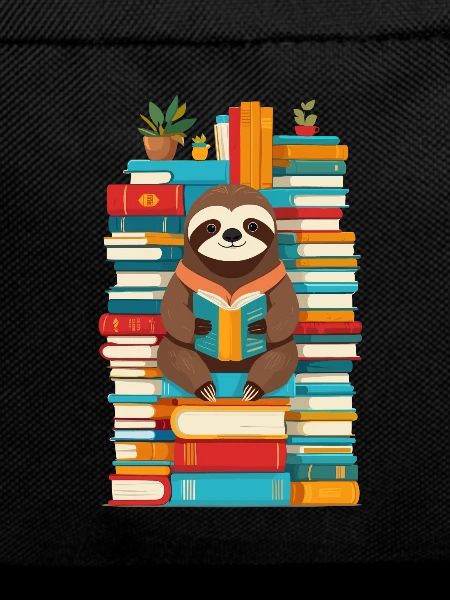 Funny Book Lover Sloth Illustration