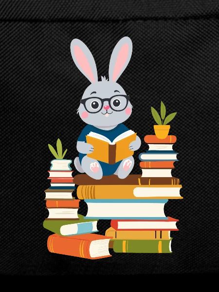 Reading bunny Enthusiastic book lover