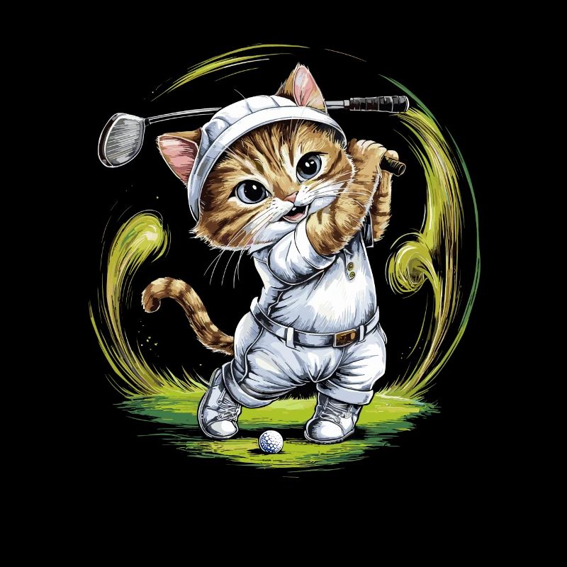 Niedliche Katze spielt Golf